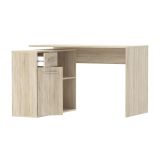 Scrivania Marrone Rovere Angolare un Cassetto 120x92x74h cm, 4 Ripiani - Linaza
