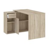 Scrivania Marrone Rovere Angolare un Cassetto 120x92x74h cm, 4 Ripiani - Linaza