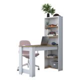 Scrivania Marrone Rovere Bianco 5 Ripiani 5 Vani 120x54x154h cm, con Libreria - Cervaro