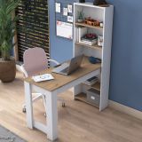 Scrivania Marrone Rovere Bianco 5 Ripiani 5 Vani 120x54x154h cm, con Libreria - Cervaro