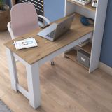 Scrivania Marrone Rovere Bianco 5 Ripiani 5 Vani 120x54x154h cm, con Libreria - Cervaro