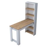 Scrivania Marrone Rovere Bianco 5 Ripiani 5 Vani 120x54x154h cm, con Libreria - Cervaro
