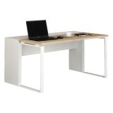 Scrivania Marrone Rovere Bianco Materiale Piano in Legno Nobilitato Sfumatura Colore Struttura Rovere 150x100x76h cm, Sfumatura Colore Ripiano Rovere