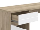 Scrivania Marrone Rovere Bianco un Cassetto un Ripiano 130x50x75.5h cm, Un'anta - Cambio
