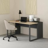 Scrivania Marrone Rovere Grigio Materiale Piano in Legno Nobilitato Sfumatura Colore Struttura Rovere 150x100x76h cm, Sfumatura Colore Ripiano Rovere