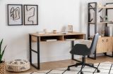 Scrivania Marrone Rovere Nero 3 Ripiani 2 Vani 120x60x72h cm, Colore Ripiano Marrone - Samo
