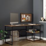 Scrivania Marrone Rovere Nero 3 Ripiani 2 Vani 160x60x75h cm, Colore Ripiano Marrone - Foppolo