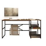 Scrivania Marrone Rovere Nero 3 Ripiani 2 Vani 160x60x75h cm, Colore Ripiano Marrone - Foppolo
