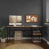 Scrivania Marrone Rovere Nero 3 Ripiani 2 Vani 160x60x75h cm, Colore Ripiano Marrone - Foppolo