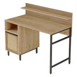 Scrivania Marrone Rovere Nero Antracite 4 Ripiani Un'anta 120x54x100h cm, 2 Vani - Brusati