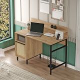 Scrivania Marrone Rovere Nero Antracite 4 Ripiani Un'anta 120x54x100h cm, 2 Vani - Brusati