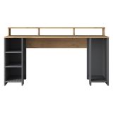 Scrivania Marrone Rovere Nero Antracite 6 Ripiani 7 Vani 160x55x90h cm, Colore Ripiano Marrone - Sedico