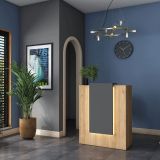 Scrivania Marrone Rovere Nero Antracite un Ripiano un Cassetto 90x40x110h cm, Banco Reception - Otricoli
