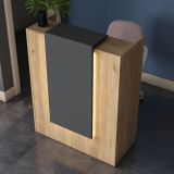 Scrivania Marrone Rovere Nero Antracite un Ripiano un Cassetto 90x40x110h cm, Banco Reception - Otricoli