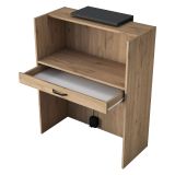 Scrivania Marrone Rovere Nero Antracite un Ripiano un Cassetto 90x40x110h cm, Banco Reception - Otricoli