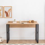 Scrivania Marrone Rovere Nero un Ripiano Sfumatura Colore Ripiano Rovere 112x60x79h cm, Colore Struttura Nero - Chietino