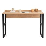 Scrivania Marrone Rovere Nero un Ripiano Sfumatura Colore Ripiano Rovere 112x60x79h cm, Colore Struttura Nero - Chietino