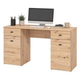 Scrivania Marrone Rovere Nodi 2 Cassetti 2 Ripiani 140x50x76h cm, 2 Ante - Ziro