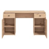 Scrivania Marrone Rovere Nodi 2 Cassetti 2 Ripiani 140x50x76h cm, 2 Ante - Ziro