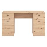 Scrivania Marrone Rovere Nodi 2 Cassetti 2 Ripiani 140x50x76h cm, 2 Ante - Ziro