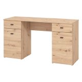 Scrivania Marrone Rovere Nodi 2 Cassetti 2 Ripiani 140x50x76h cm, 2 Ante - Ziro