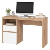 Scrivania Marrone Rovere Nodi Bianco 2 Cassetti 2 Ripiani 127x52x77h cm, un Vano - Flam