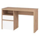 Scrivania Marrone Rovere Nodi Bianco 2 Cassetti 2 Ripiani 127x52x77h cm, un Vano - Flam