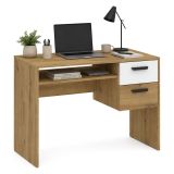 Scrivania Marrone Rovere Nodi Bianco 2 Cassetti 2 Ripiani 71x33x75h cm, un Vano - Linimi