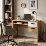 Scrivania Marrone Rovere Nodi Bianco 2 Cassetti 2 Ripiani 71x33x75h cm, un Vano - Linimi