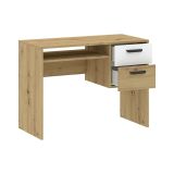 Scrivania Marrone Rovere Nodi Bianco 2 Cassetti 2 Ripiani 71x33x75h cm, un Vano - Linimi
