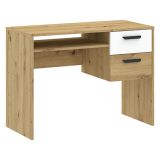 Scrivania Marrone Rovere Nodi Bianco 2 Cassetti 2 Ripiani 71x33x75h cm, un Vano - Linimi