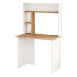 Scrivania Marrone Rovere Nodi Bianco 3 Ripiani 4 Vani 90x52x149h cm, Colore Ripiano Marrone - Nicotera