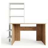 Scrivania Marrone Rovere Nodi Bianco 5 Ripiani 5 Vani 120x55x150h cm, con Libreria - Gradara