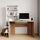 Scrivania Marrone Rovere Nodi Bianco 5 Ripiani 5 Vani 120x55x150h cm, con Libreria - Gradara