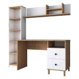 Scrivania Marrone Rovere Nodi Bianco 9 Ripiani 2 Cassetti 120x50x162h cm, 7 Vani - Venetico