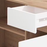Scrivania Marrone Rovere Nodi Bianco Angolare 2 Cassetti 140x124x77h cm, 5 Ripiani - Piran