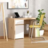 Scrivania Marrone Rovere Nodi Bianco un Cassetto 2 Ripiani 98x47x74h cm, Un'anta - Anholt