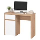 Scrivania Marrone Rovere Nodi Bianco un Cassetto 2 Ripiani 98x47x74h cm, Un'anta - Anholt