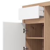 Scrivania Marrone Rovere Nodi Bianco un Cassetto 2 Ripiani 98x47x74h cm, Un'anta - Anholt