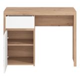 Scrivania Marrone Rovere Nodi Bianco un Cassetto 2 Ripiani 98x47x74h cm, Un'anta - Anholt