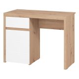 Scrivania Marrone Rovere Nodi Bianco un Cassetto 2 Ripiani 98x47x74h cm, Un'anta - Anholt