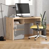 Scrivania Marrone Rovere Nodi Grigio Scuro 2 Cassetti 2 Ripiani 127x52x77h cm, un Vano - Flam