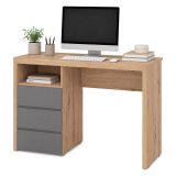 Scrivania Marrone Rovere Nodi Grigio Scuro 2 Cassetti 2 Ripiani 127x52x77h cm, un Vano - Flam