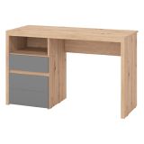 Scrivania Marrone Rovere Nodi Grigio Scuro 2 Cassetti 2 Ripiani 127x52x77h cm, un Vano - Flam