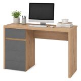 Scrivania Marrone Rovere Nodi Grigio Scuro un Cassetto 2 Ripiani 140x52x77h cm, Un'anta - Bovec