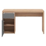 Scrivania Marrone Rovere Nodi Grigio Scuro un Cassetto 2 Ripiani 140x52x77h cm, Un'anta - Bovec