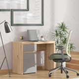 Scrivania Marrone Rovere Nodi Grigio Scuro un Cassetto 2 Ripiani 98x47x74h cm, Un'anta - Anholt
