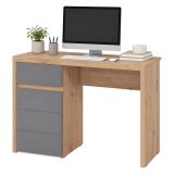 Scrivania Marrone Rovere Nodi Grigio Scuro un Cassetto 2 Ripiani 98x47x74h cm, Un'anta - Anholt
