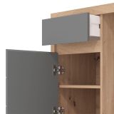 Scrivania Marrone Rovere Nodi Grigio Scuro un Cassetto 2 Ripiani 98x47x74h cm, Un'anta - Anholt