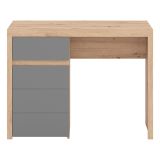 Scrivania Marrone Rovere Nodi Grigio Scuro un Cassetto 2 Ripiani 98x47x74h cm, Un'anta - Anholt